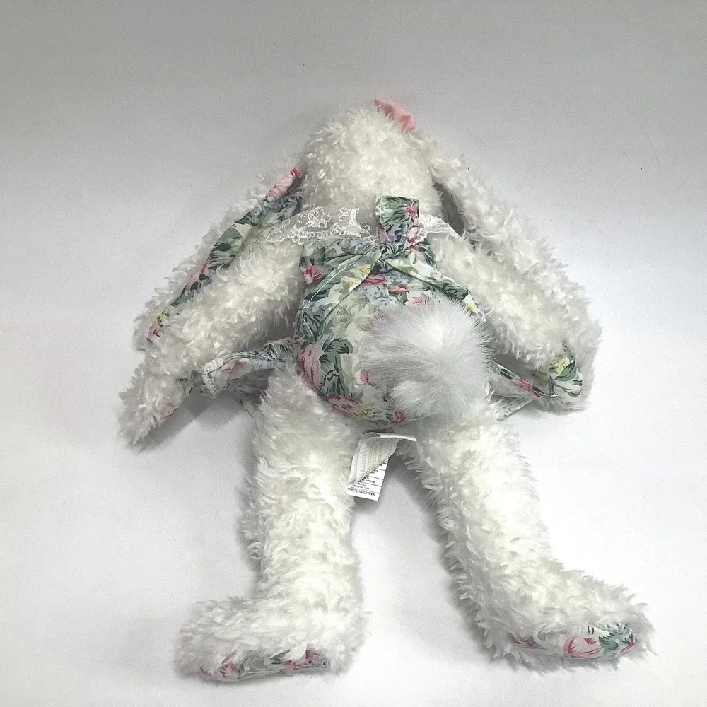 Ganz Lily‎ Bunny Rabbit Plush Shaggy White Floral Dress Lace HE4230 Heritage 12